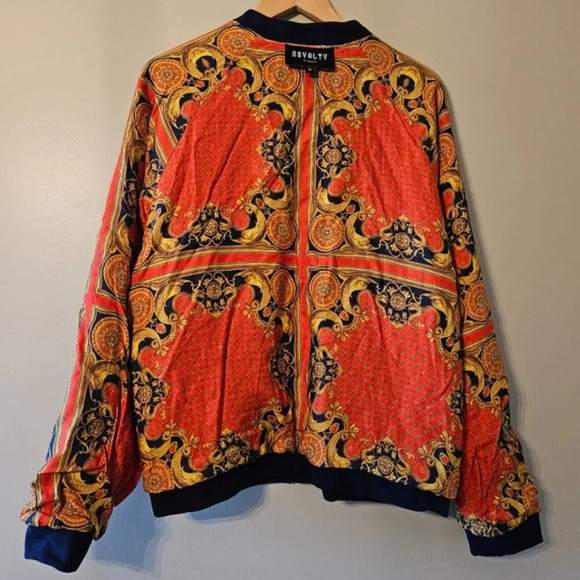 Royalty By Maluma Men's Reversible Multicolor Kaleidoscope Bomber Jacket Medium. - Picture 7 of 14